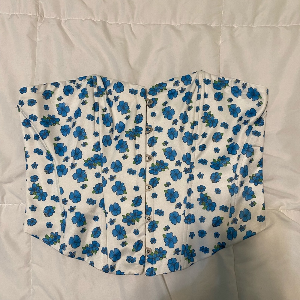 Princess Polly Blue Floral Corset Top